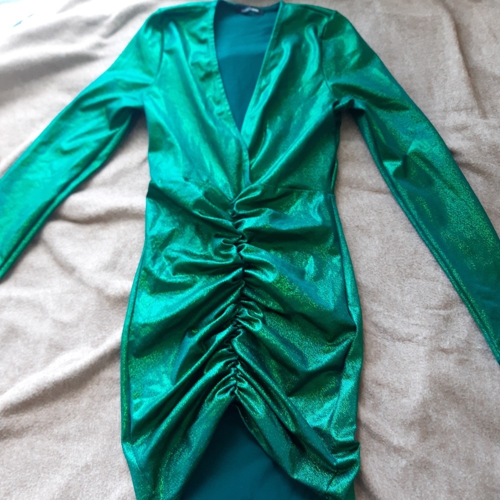 Green metallic dress